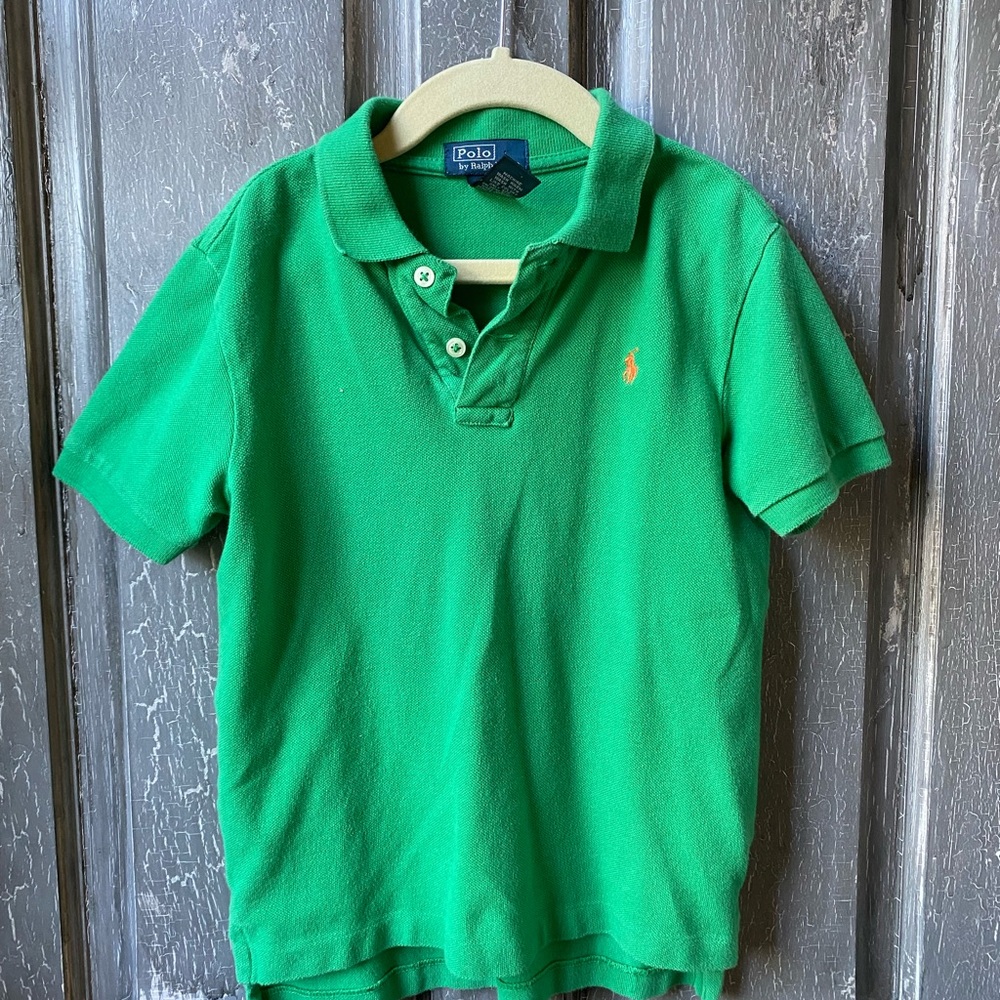Ralph Lauren Green Polo Shirt Short-Sleeved Cotton